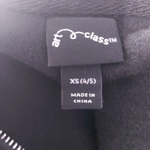 Art Class Girl's Black Cropped Boxy Zip-Up Hoodie Size XS(4/5) - Picture 6 of 8